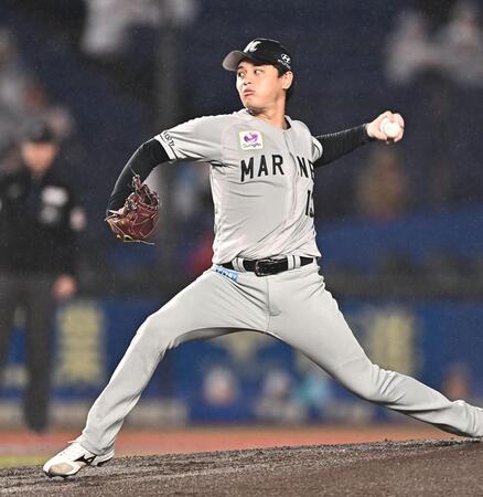力投する毛利（撮影・開出牧）