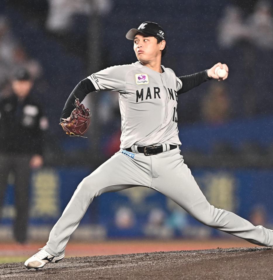 力投する毛利（撮影・開出牧）