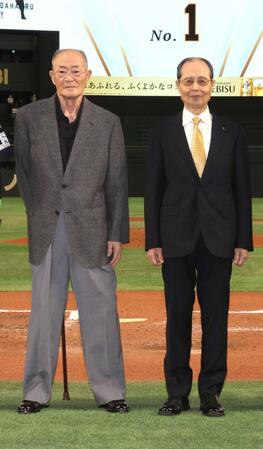 張本勲氏と王貞治氏＝２０２４年５月２８日
