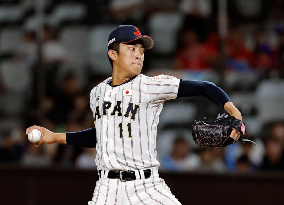 台湾戦に先発した織田（共同）