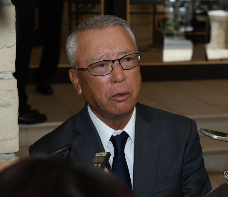 お別れの会に出席した明徳義塾・馬淵史郎監督（撮影・伊藤笙子）