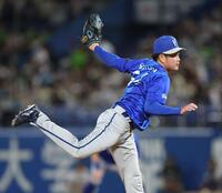 力投する石田（撮影・金田祐二）