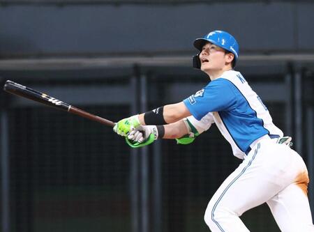 　６回、この試合２本目となる２１号ソロを放つ清宮幸（撮影・中島達哉）