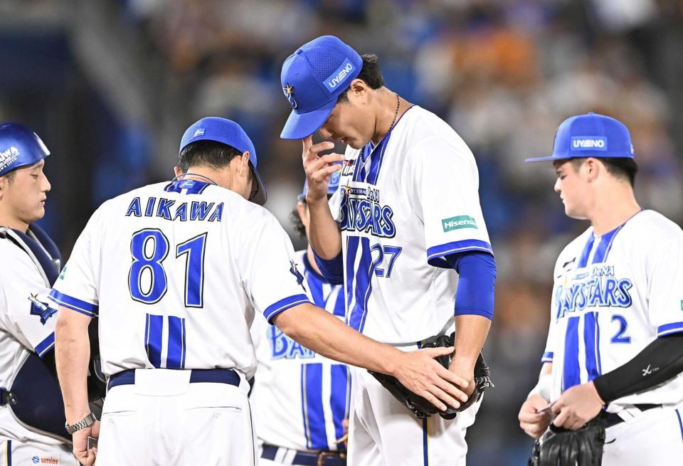　８月２０日の巨人戦に先発し、３回途中で降板を告げられる藤浪