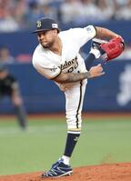日本ハム打線を相手に力投するエスピノーザ（撮影・立川洋一郎）