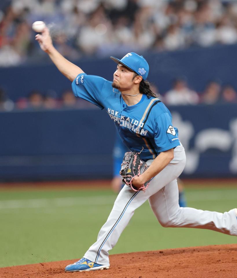 オリックス打線を相手に力投する伊藤（撮影・立川洋一郎）