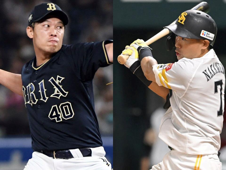 オリックス・岩崎翔（左）とソフトバンク・中村晃
