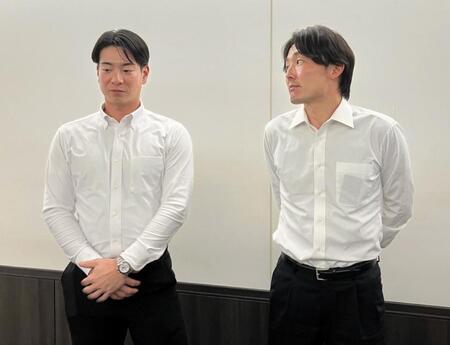 ＮＰＢとの事務折衝に出席した松本（左）と源田