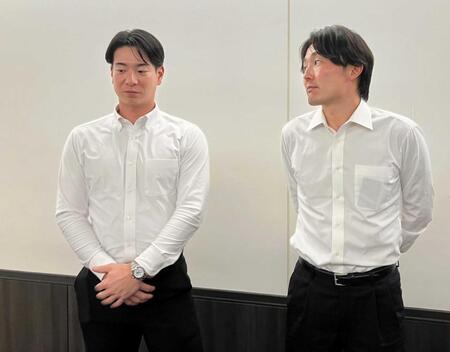 　ＮＰＢとの事務折衝に出席した松本（左）と源田