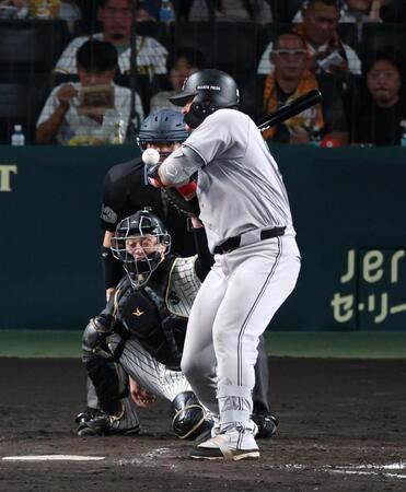４回、死球を受けるリチャード（撮影・山口登）