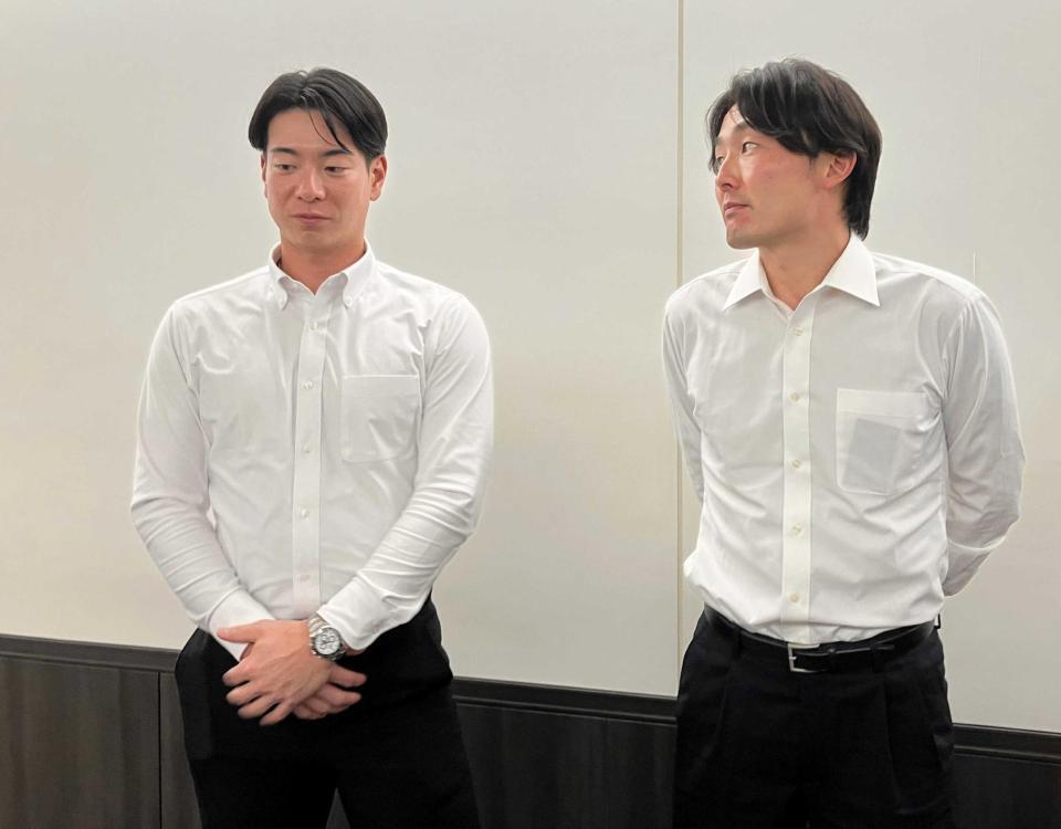 　ＮＰＢとの事務折衝に出席した松本（左）と源田
