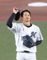 引退試合で登板した唐川（撮影・佐々木彰尚）