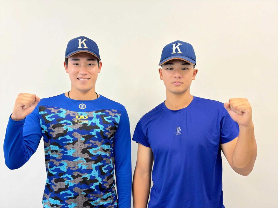 　サヨナラ勝利に貢献した駒大・仲井と真辺（右）