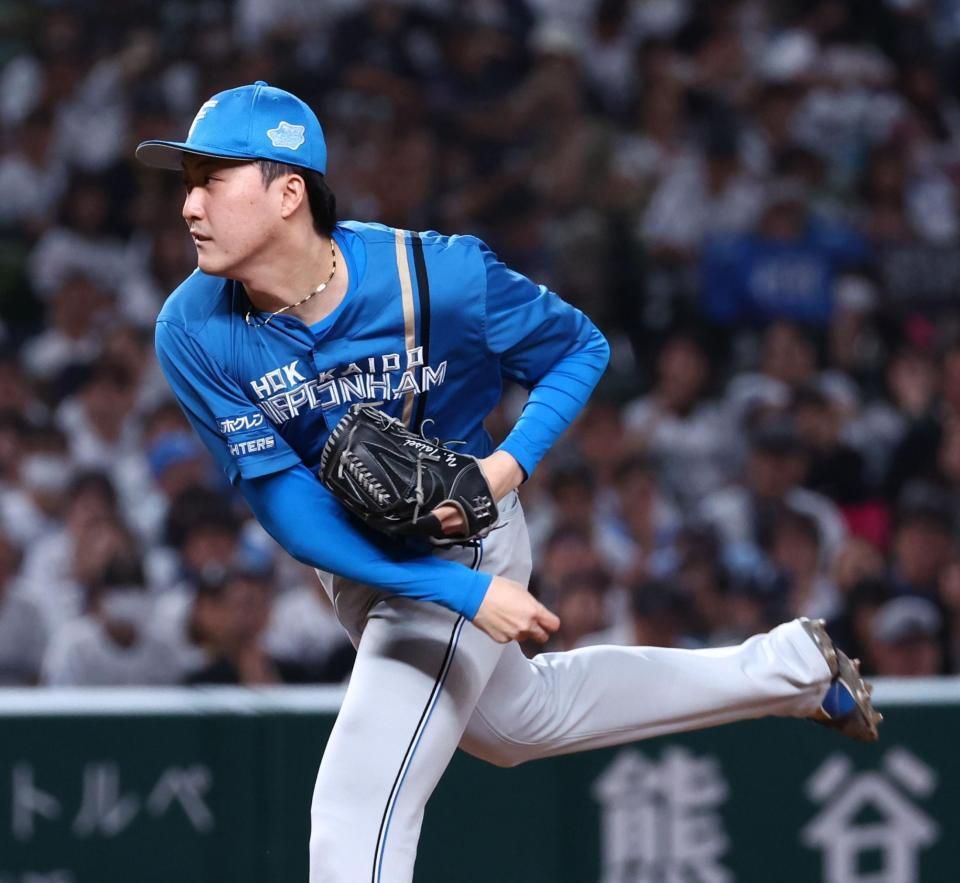 ９回、登板した柳川（撮影・中島達哉）