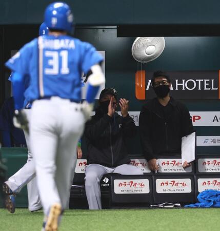 ３回、生還した郡司と柴田に拍手を送る新庄監督（撮影・中島達哉）