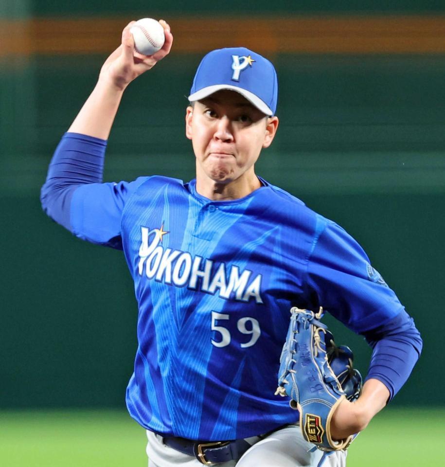　阪神打線を相手に力投する平良（撮影・立川洋一郎）