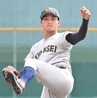 力投する関学大・飯田泰成（撮影・高部洋祐）