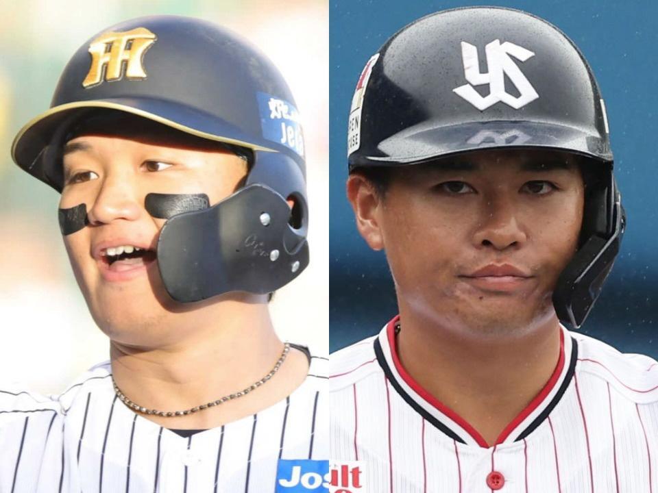 （左から）阪神・森下翔太、北村恵吾