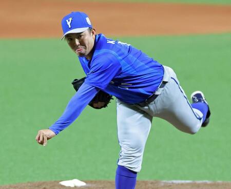 ソフトバンク打線を相手に力投する東（撮影・立川洋一郎）