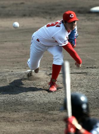 　ウエスタンリーグ・ソフトバンク戦で２回無失点の好投を見せた野村祐（撮影・北村雅宏）