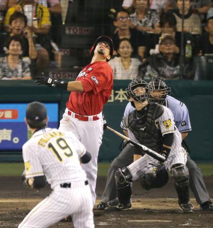 　５回、三邪飛に倒れるキラ（撮影・飯室逸平）