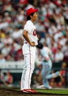 　３回、坂本にソロを浴びた大瀬良（撮影・北村雅宏）