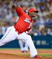 ＤｅＮＡ打線を相手に力投するヒース（撮影・村中拓久）