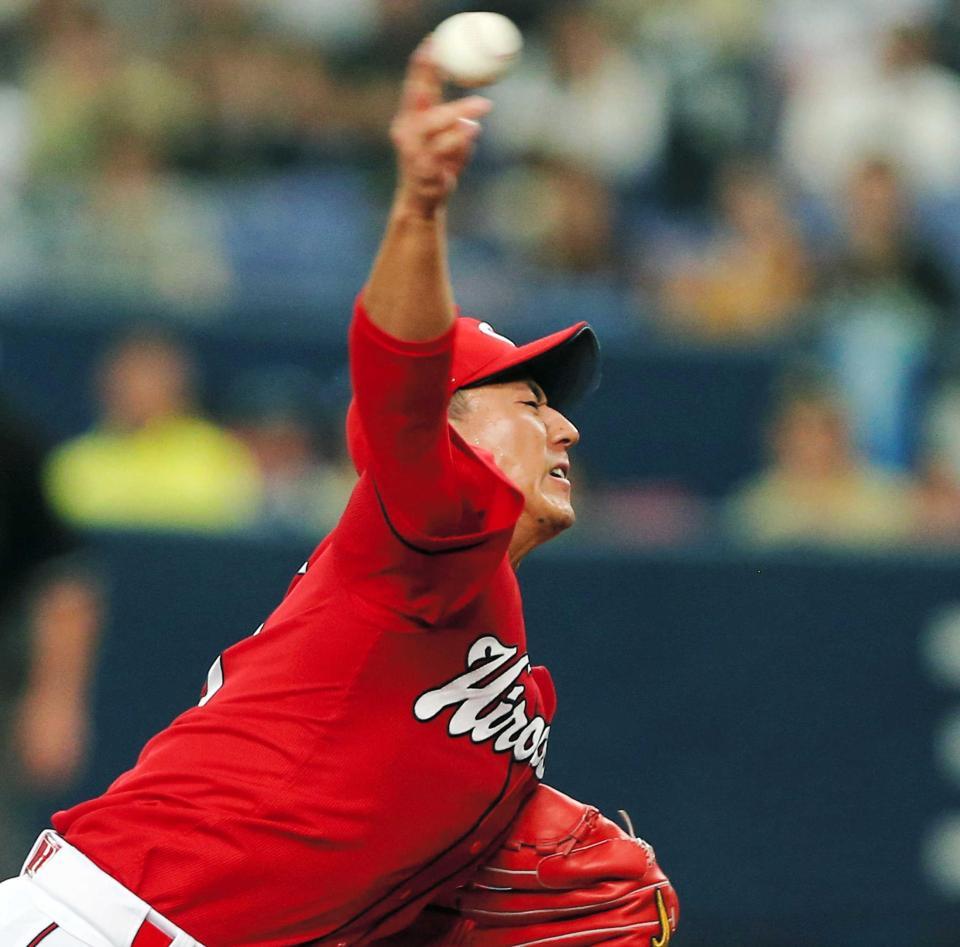 　気迫の投球で４勝目をあげた福井（撮影・飯室逸平）