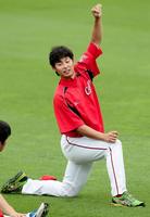 １軍に合流した広島・一岡竜司＝マツダスタジアム（撮影・出月俊成）