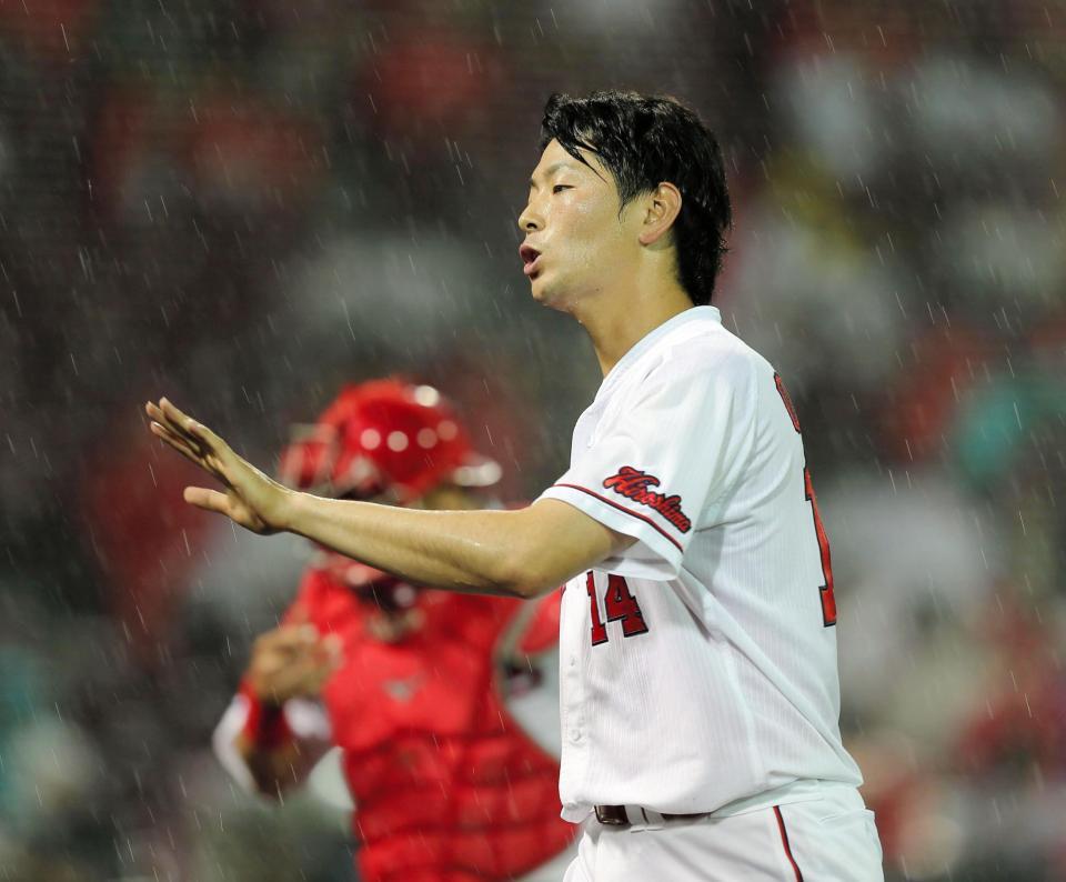 セットアッパーとしてチームに貢献する広島・大瀬良（撮影・出月俊成）