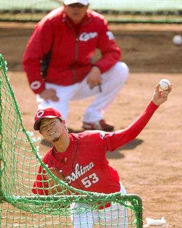 フリー打撃に登板した戸田