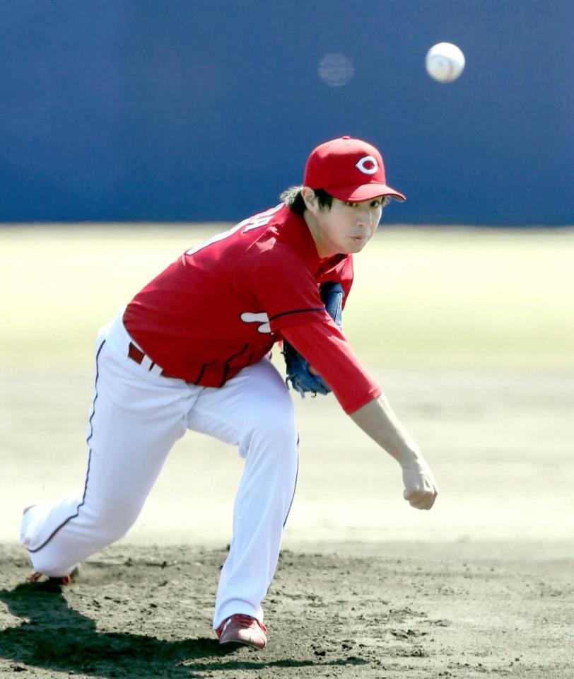 　８回を投げ、３失点の力投を見せた野村