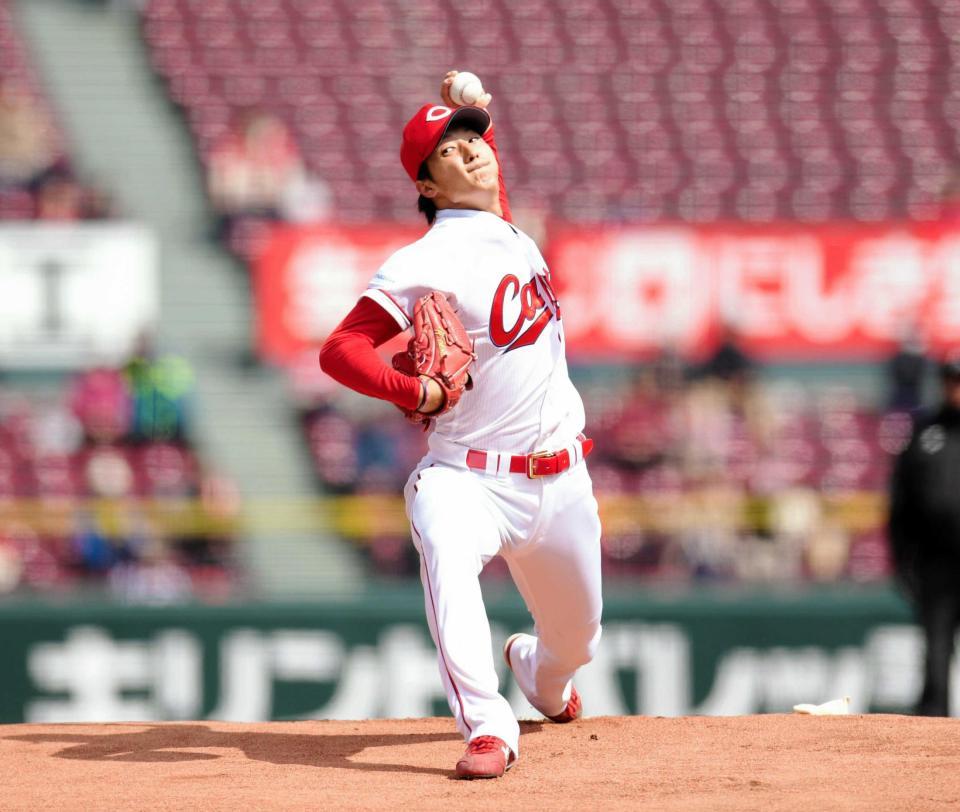 　力投する床田（撮影・吉澤敬太）