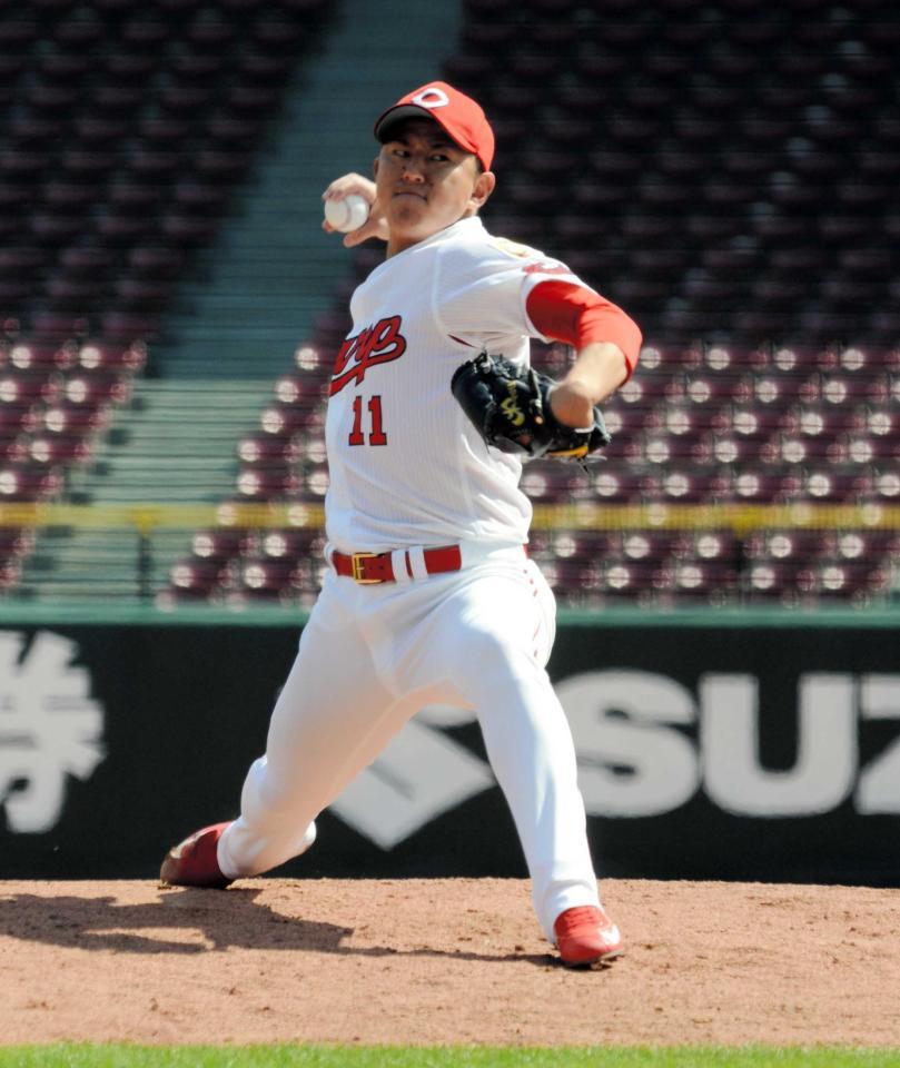 　打撃練習に登板した福井