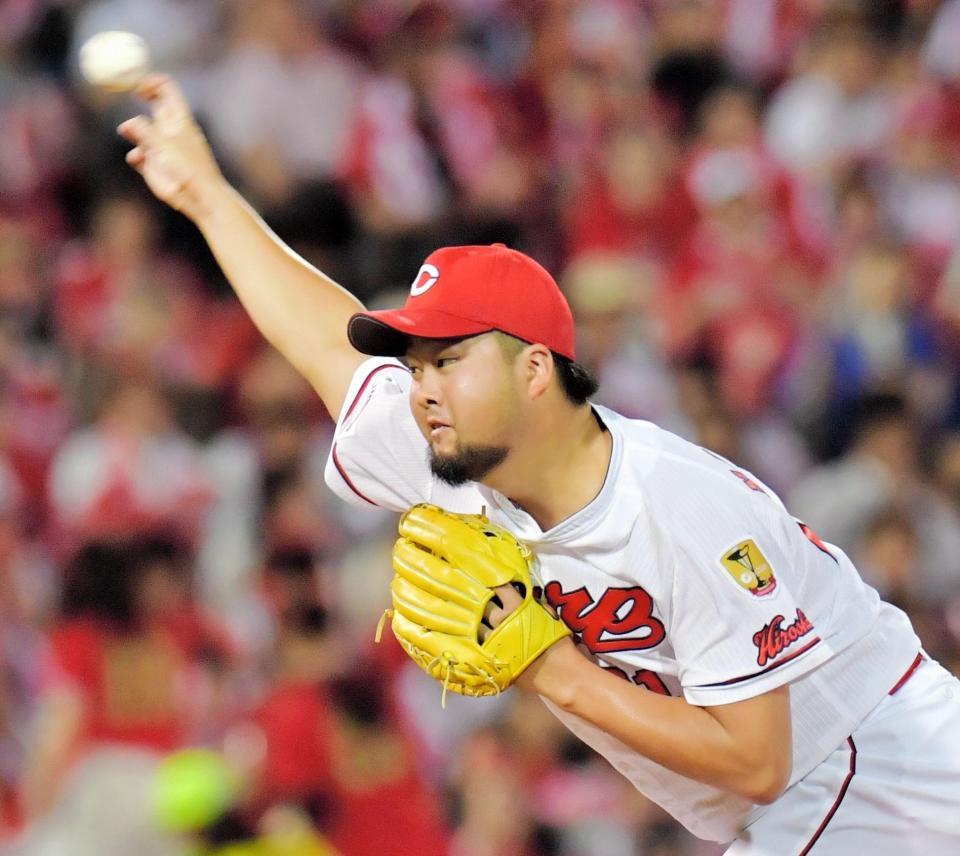 力投する広島・中崎