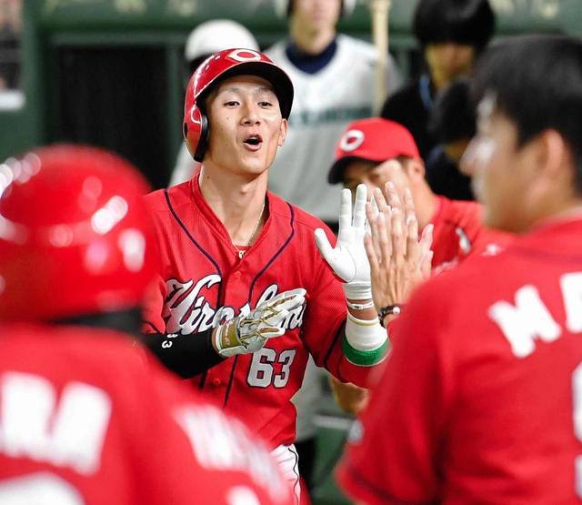 西川、会沢が九回に連続本塁打　３号ソロの会沢「４打席目は特に大事にしている」