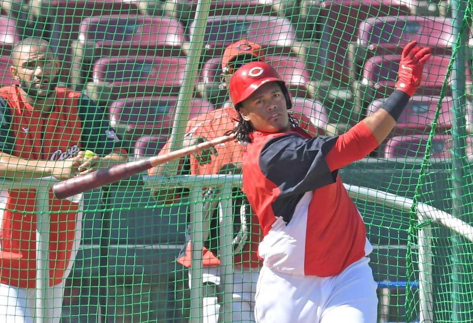 打撃練習するバティスタ（撮影・北村雅宏）