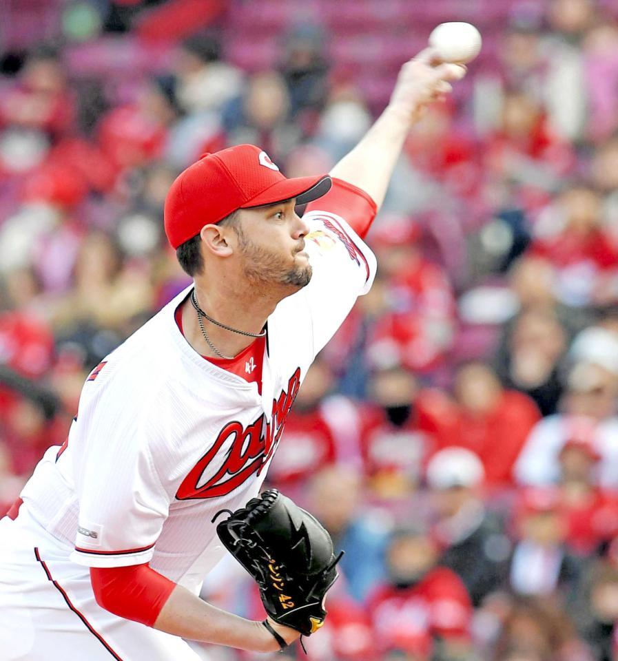 　オリックス打線を６回無安打に抑える好投を見せたジョンソン（撮影・飯室逸平）　