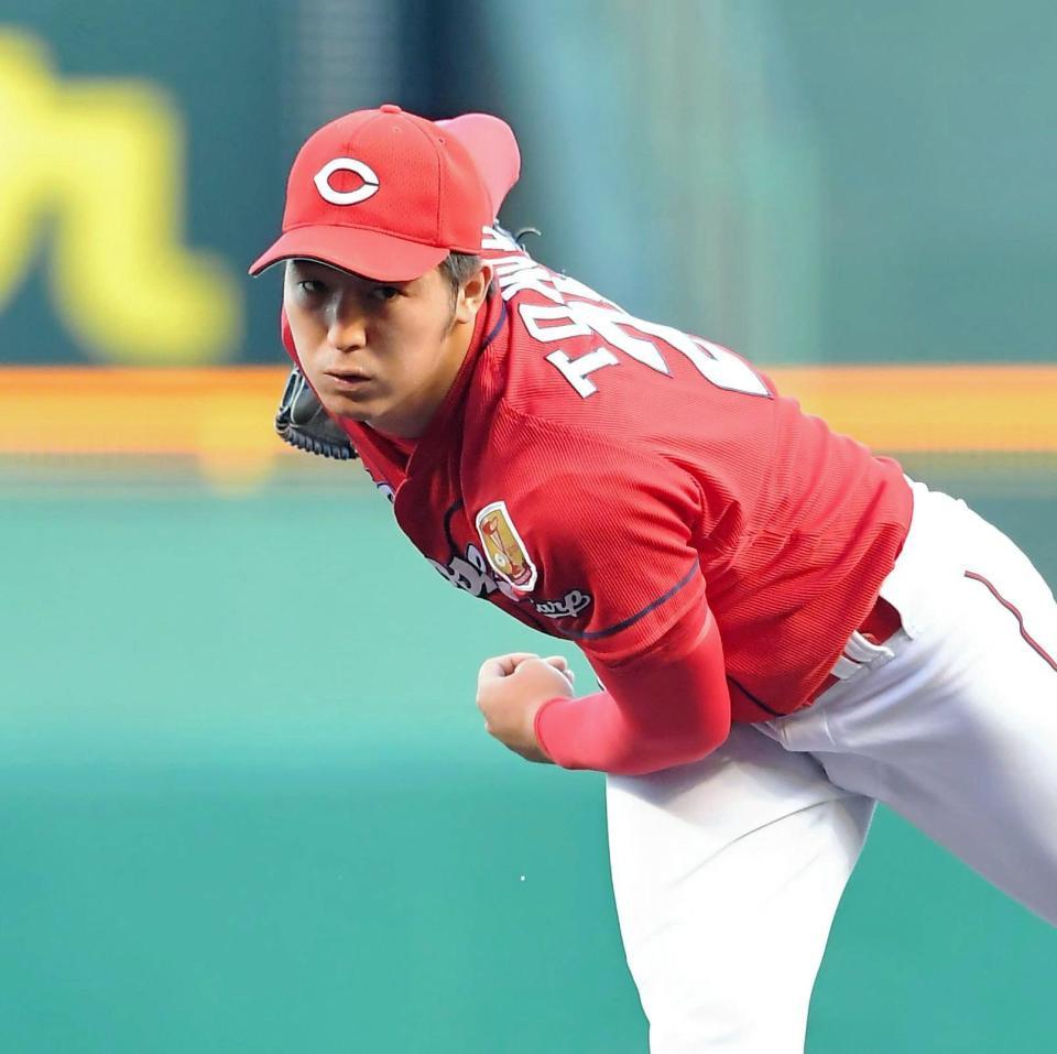 力投する広島・床田寛樹＝甲子園（撮影・高部洋祐）