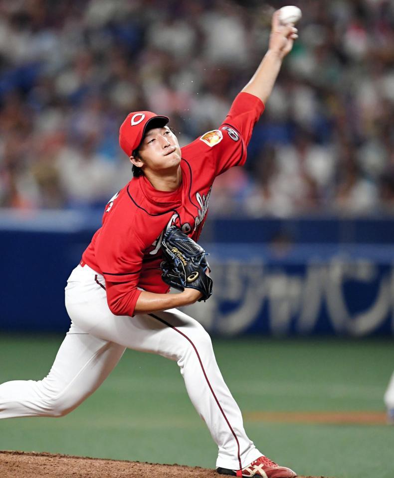 力投する床田（撮影・飯室逸平）