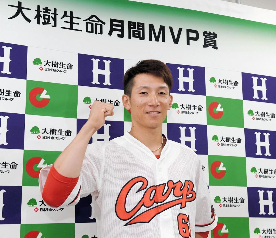 西川龍馬が初の月間ｍｖｐ 水谷 嶋に並ぶ球団月間最多安打で活躍 広島カープ デイリースポーツ Online