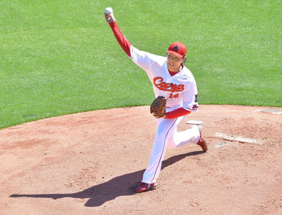 　本番モードで実戦に臨む意気込みを示した大瀬良