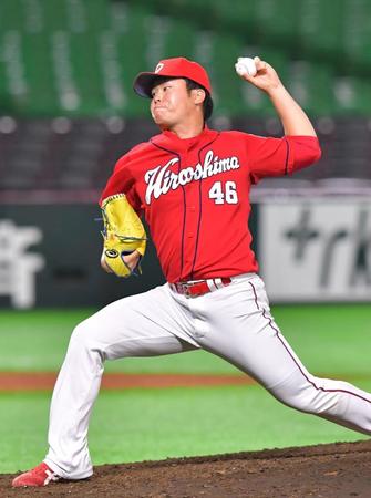 ５回裏から登板し、２イニングを無失点に抑えた広島・高橋樹也＝ペイペイドーム（撮影・立川洋一郎）