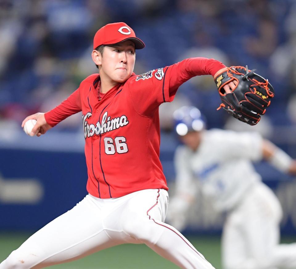 　粘りの投球を見せる広島・遠藤淳志