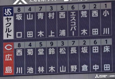 　スターティングメンバー＝マツダスタジアム