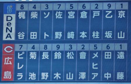 スターティングメンバー＝マツダスタジアム（撮影・立川洋一郎）