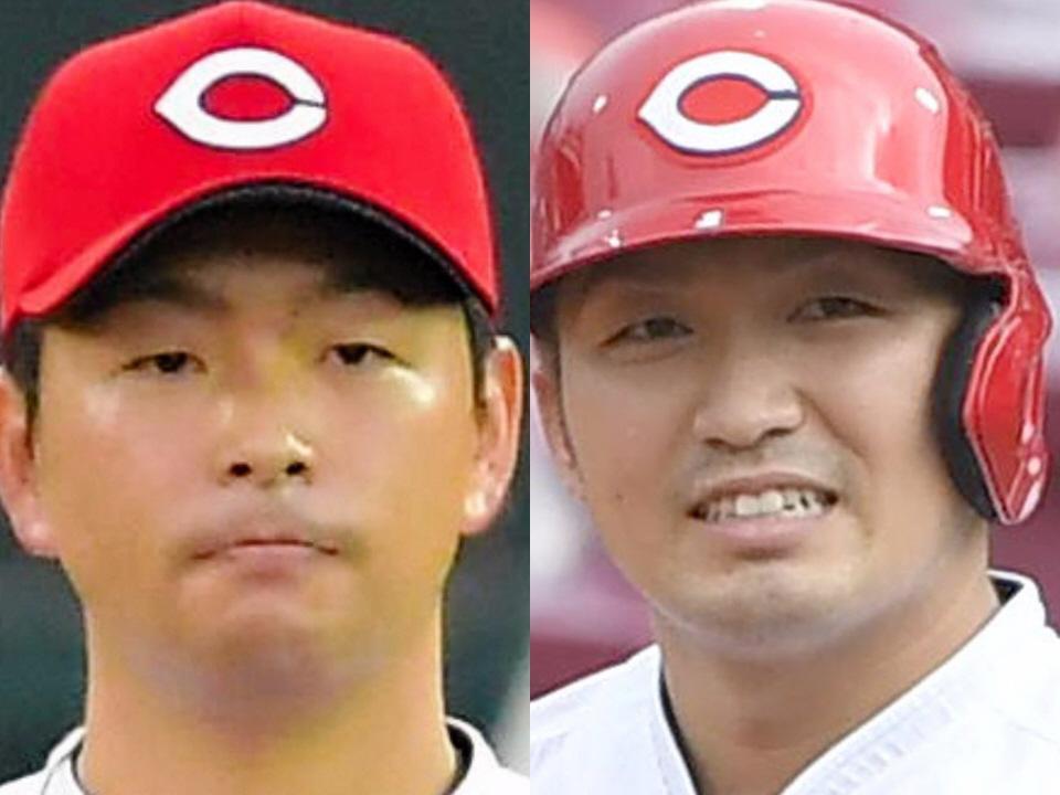 　キャプテンに指名された大瀬良（左）と鈴木誠