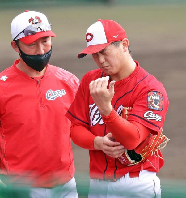 【写真】広島・高橋昂を襲ったアクシデント　思えば開幕前に…打球が当たって降板