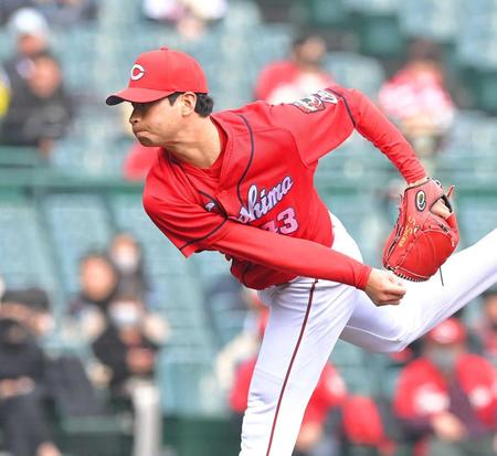 　力投する島内（撮影・高部洋祐）
