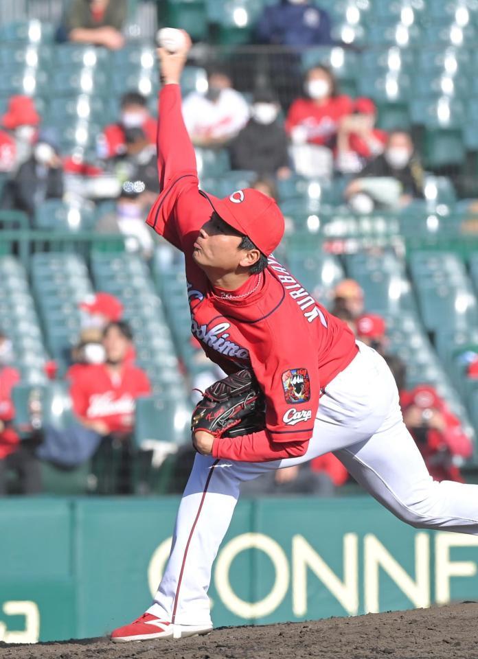 　力投する栗林（撮影・高部洋祐）